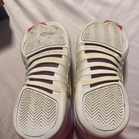 Air Jordan 12 Retro White and Gold Sneakers - Picture 4 of 7